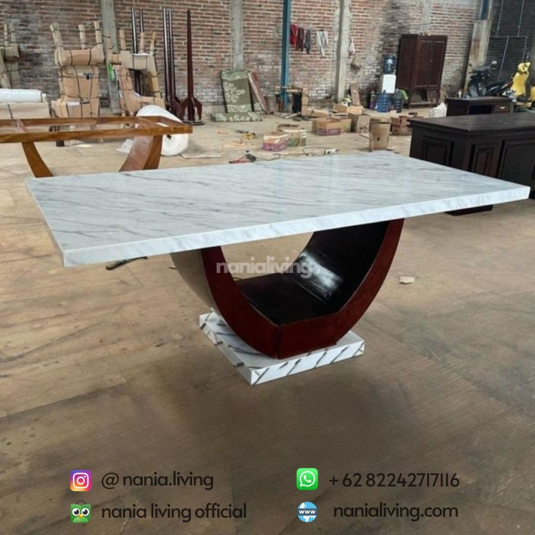 carara marble table set 3 cv nania bintang utama