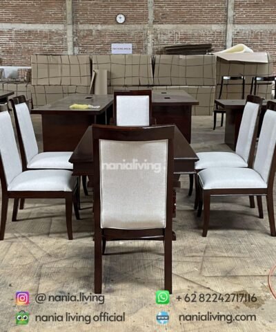 minimalist 6-seater teak dining table