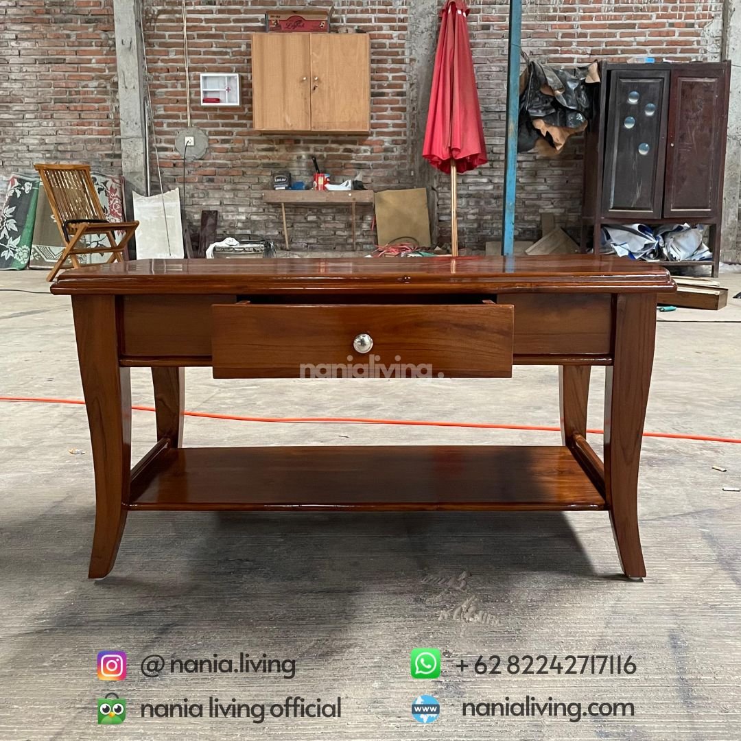 teak minimalist patio table 3 side Teak Minimalist Patio Table