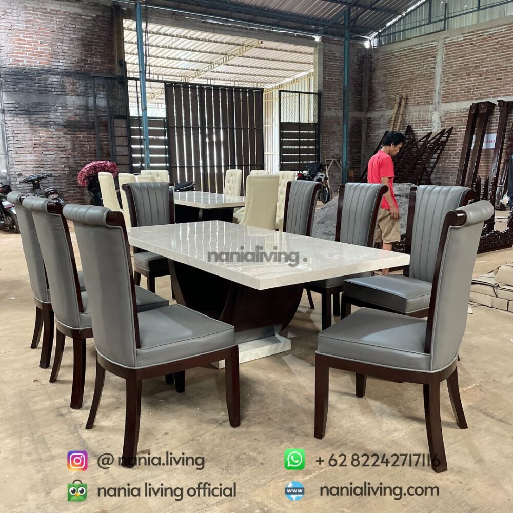 side Great Marble Dining Table Set