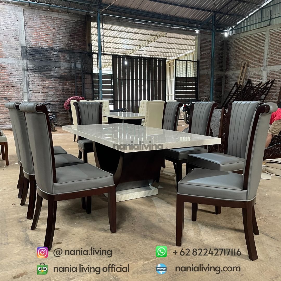 Great Marble Dining Table Set 7 cv nania bintang utama
