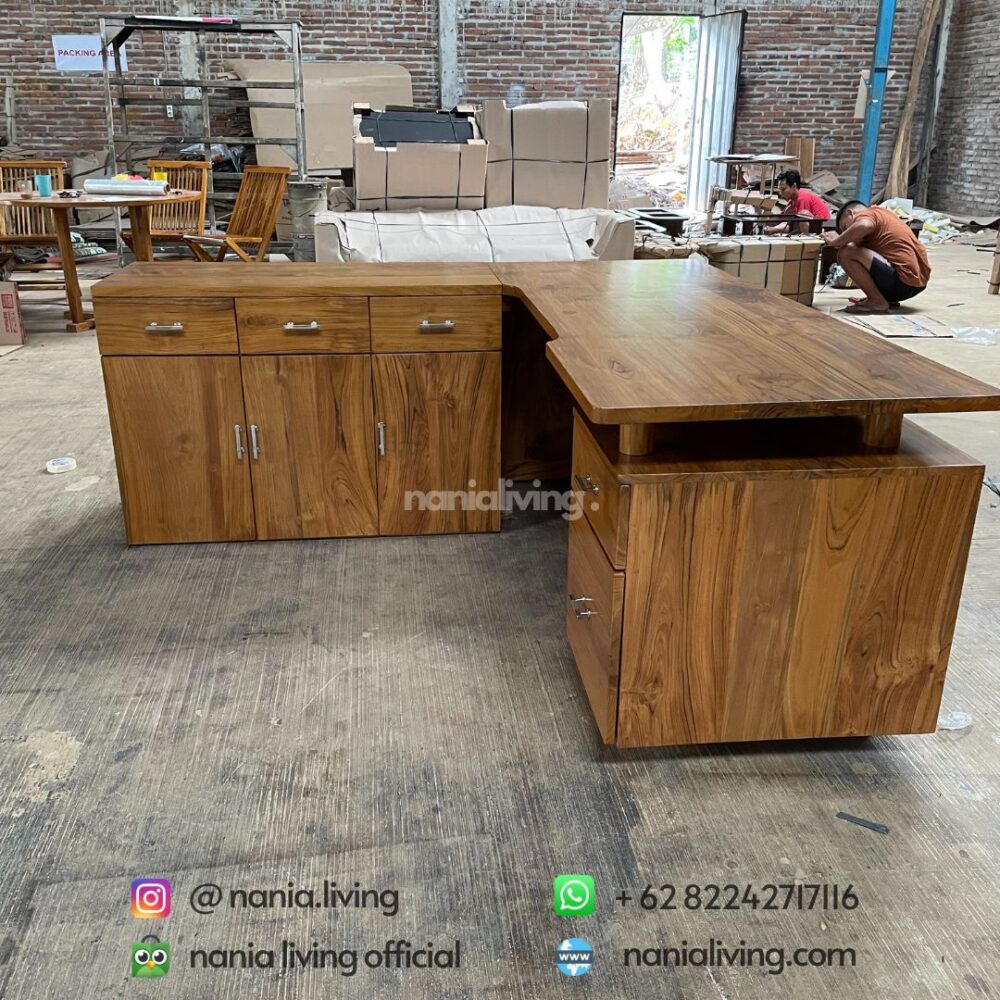 side L-shape Full Teak Workbench