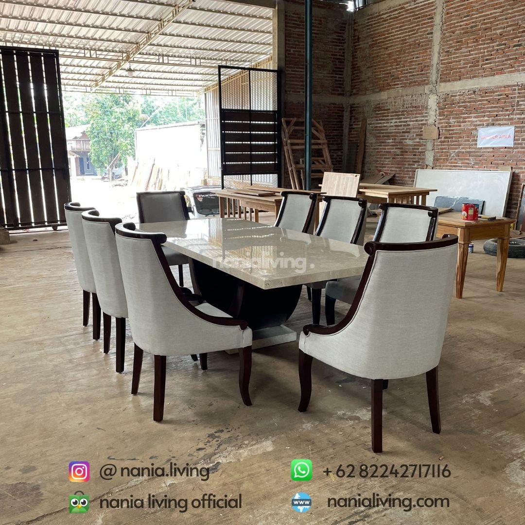 side Marble Banquet Dining Table