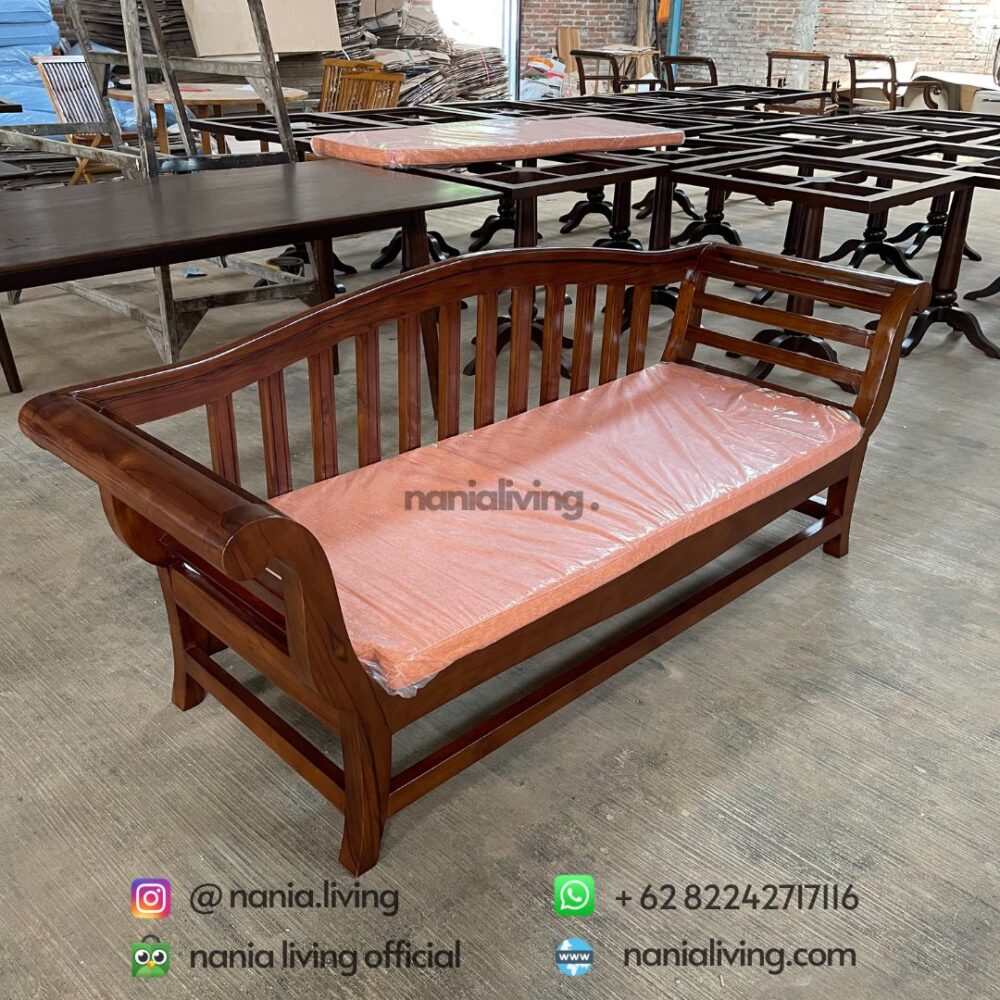 side Orange Cushioned Bale Bench