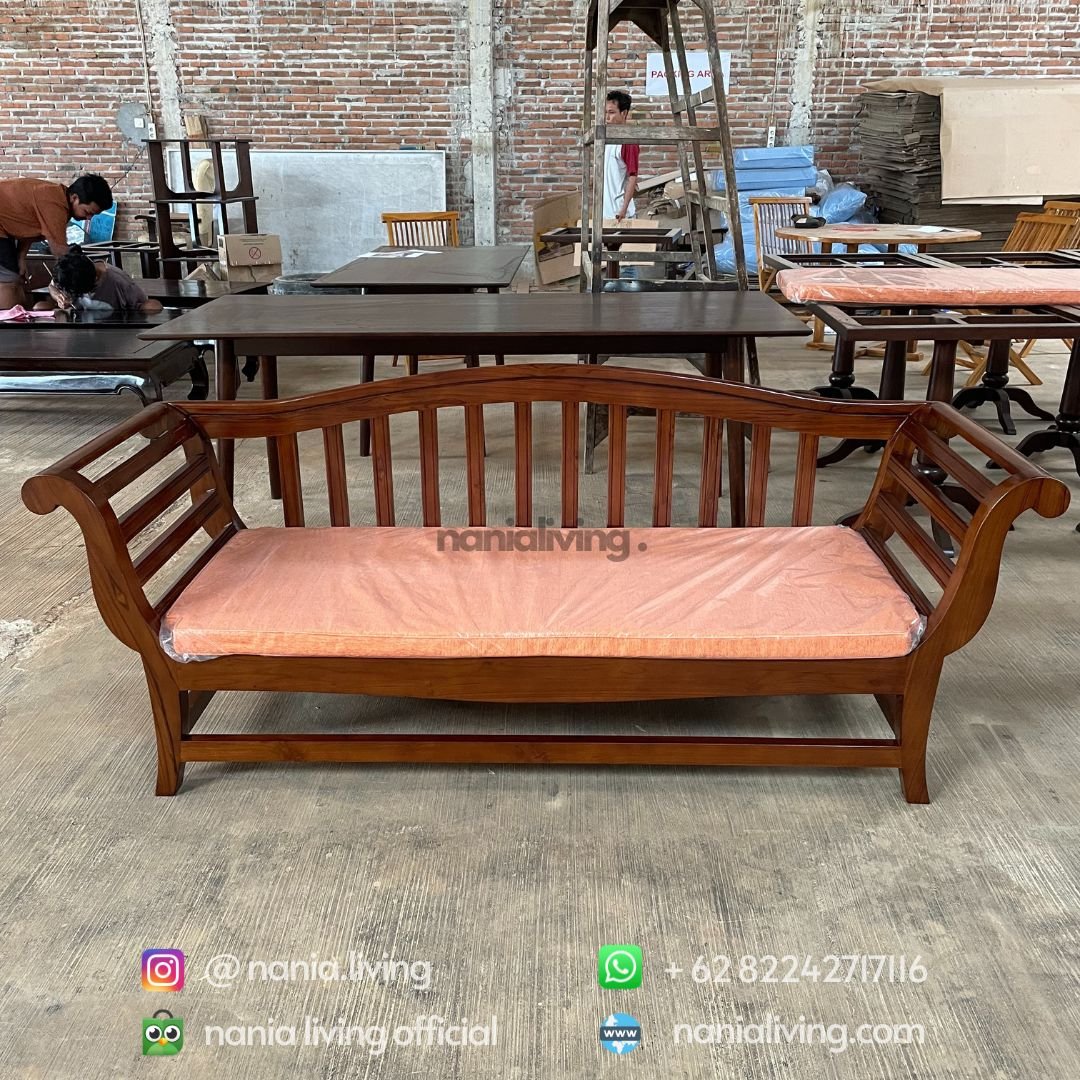 Orange Cushioned Bale Bench