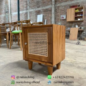 side Rattan Combination Retro Nightstand