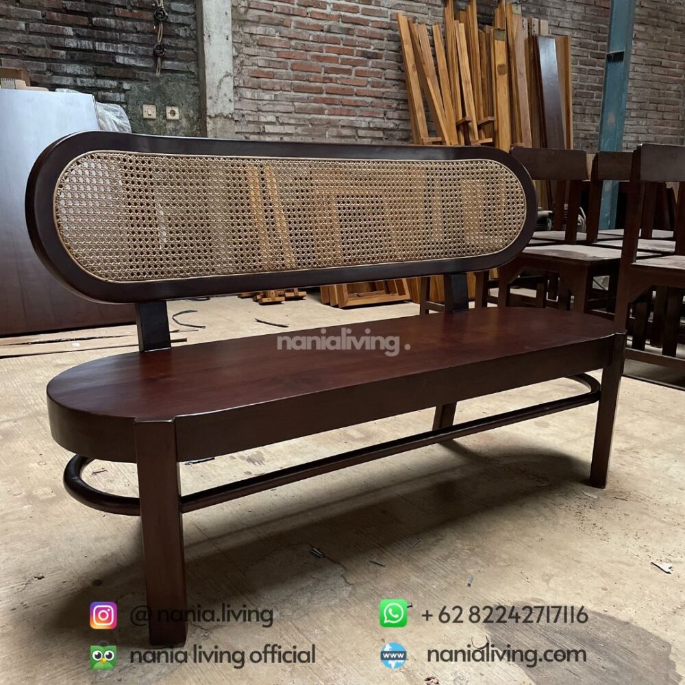 side Rattan Combination Teak Seating Bench