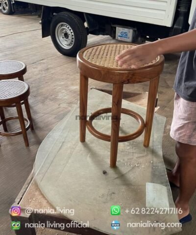Rattan Teak Bar Stool