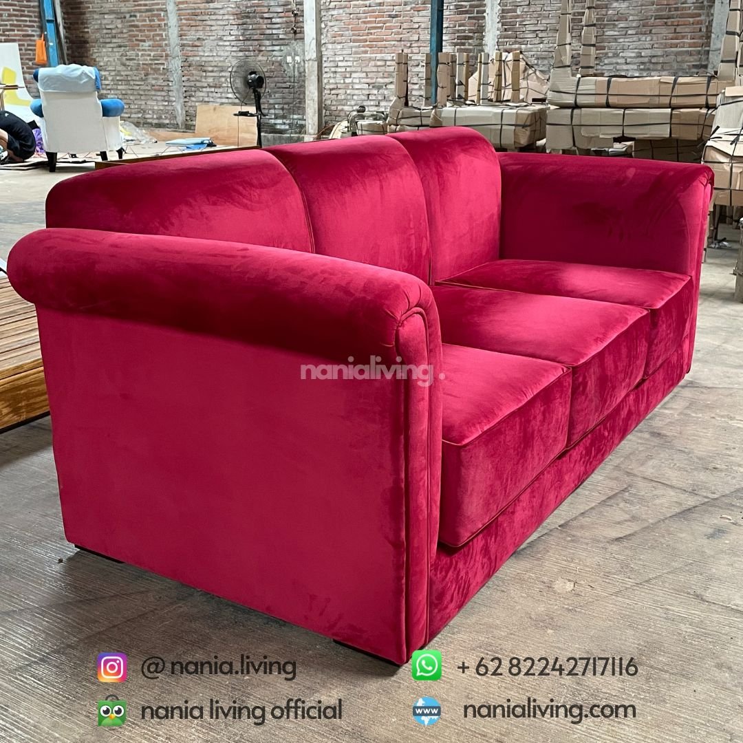 Red Three Seater Sofa 3 Red Three Seater Sofa