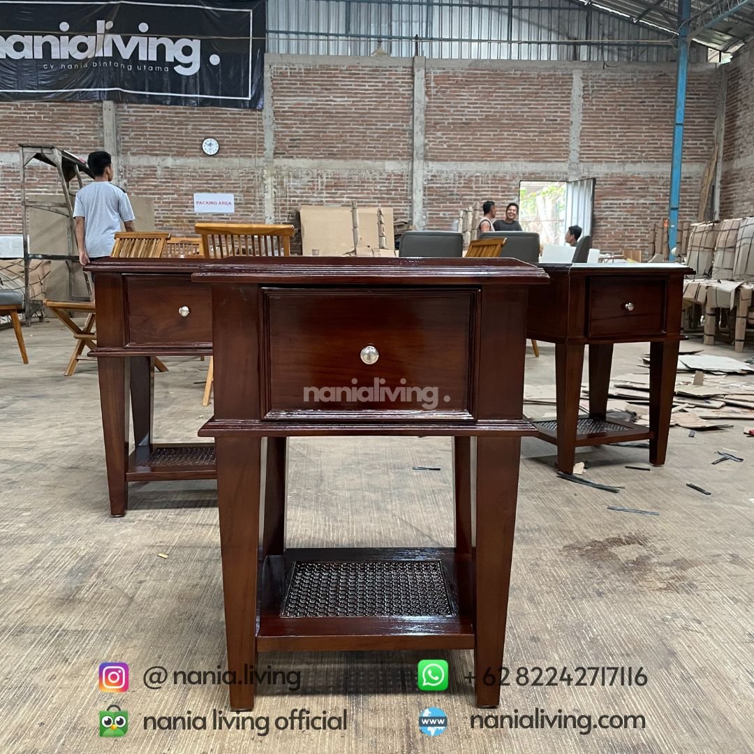 Teak Rattan Minimalist Nightstand 4 cv nania bintang utama