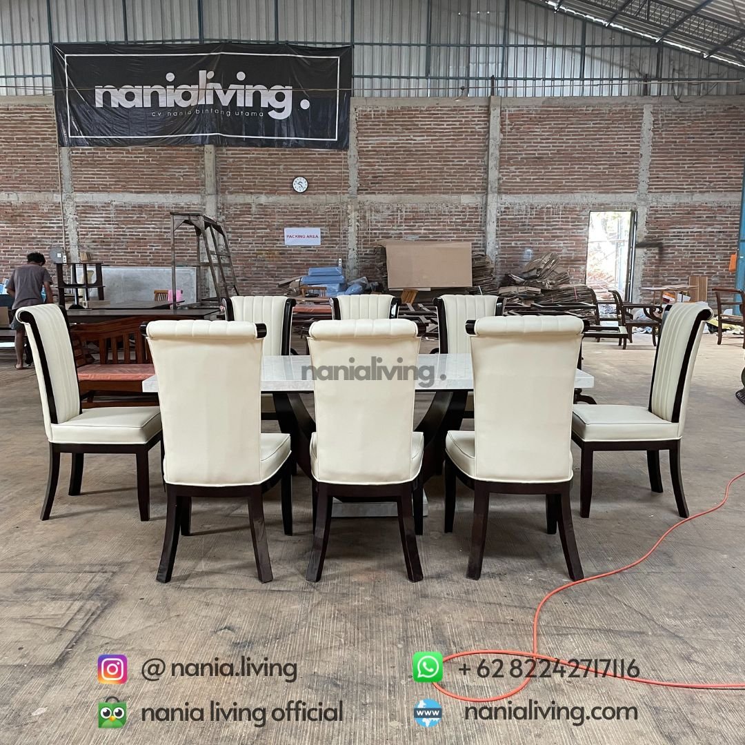 great marble dining table set 3 cv nania bintang utama