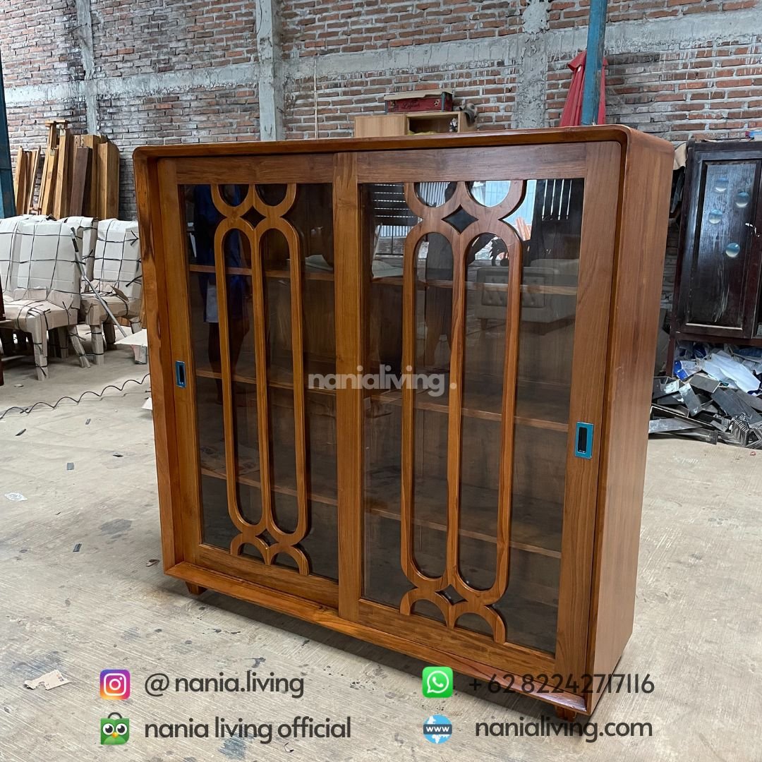 Minimalist Retro Teak Sliding Glass Cabinet 2 Minimalist Retro Teak Sliding Glass Cabinet