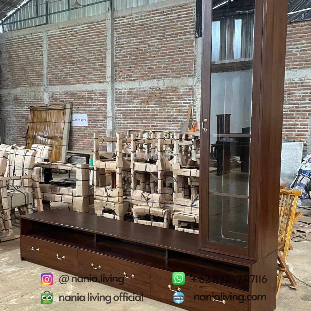 side Modern Tv Sideboard With Glass Display Cabinet