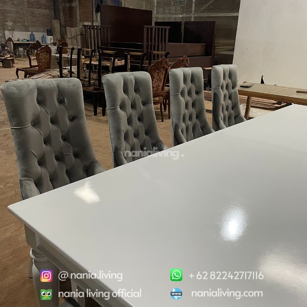 Duco White Dining Table 10 Chairs 3 detail Duco White Dining Table 10 Chairs