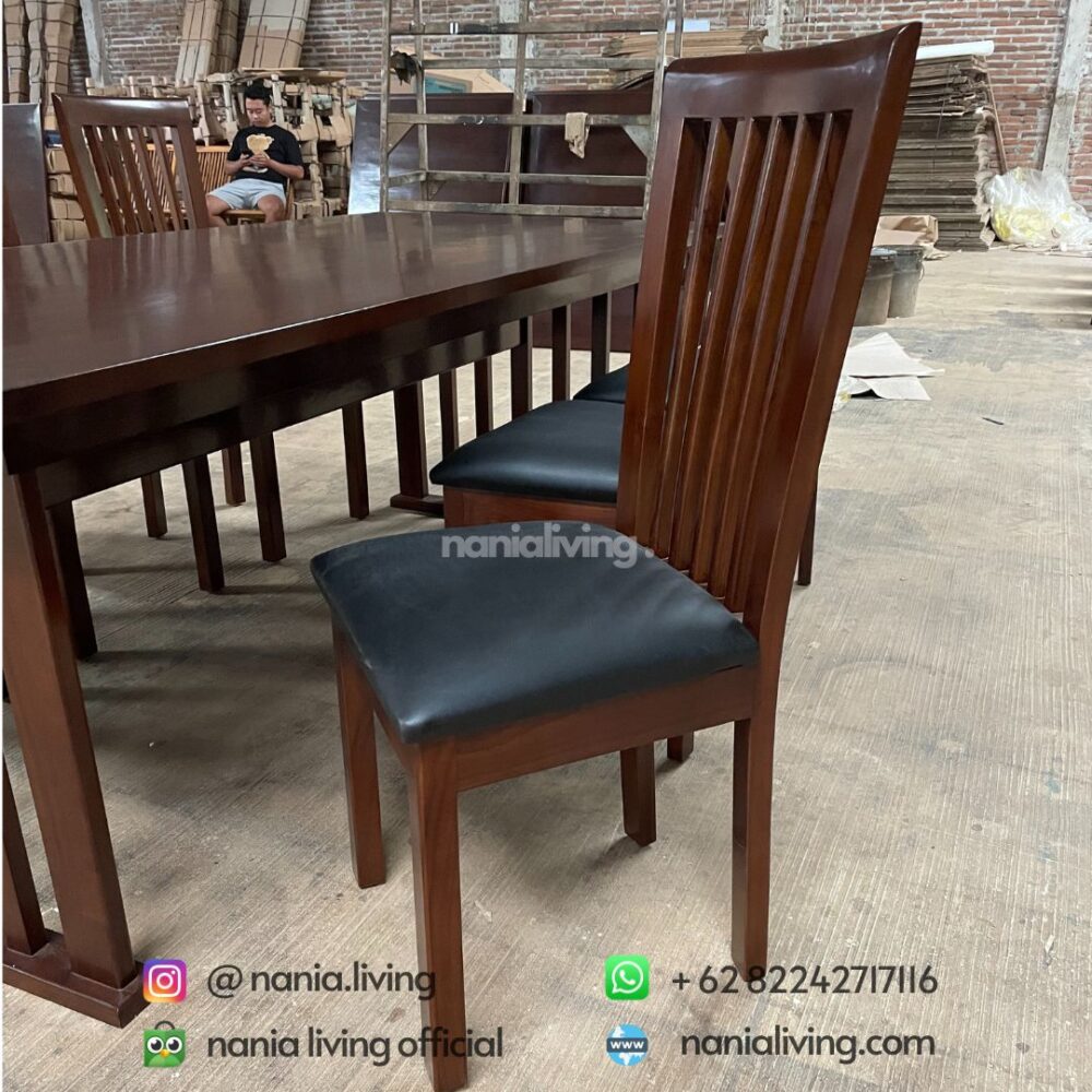 chair Teak Minimalist Dining Table Set