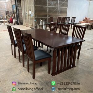 side Teak Minimalist Dining Table Set