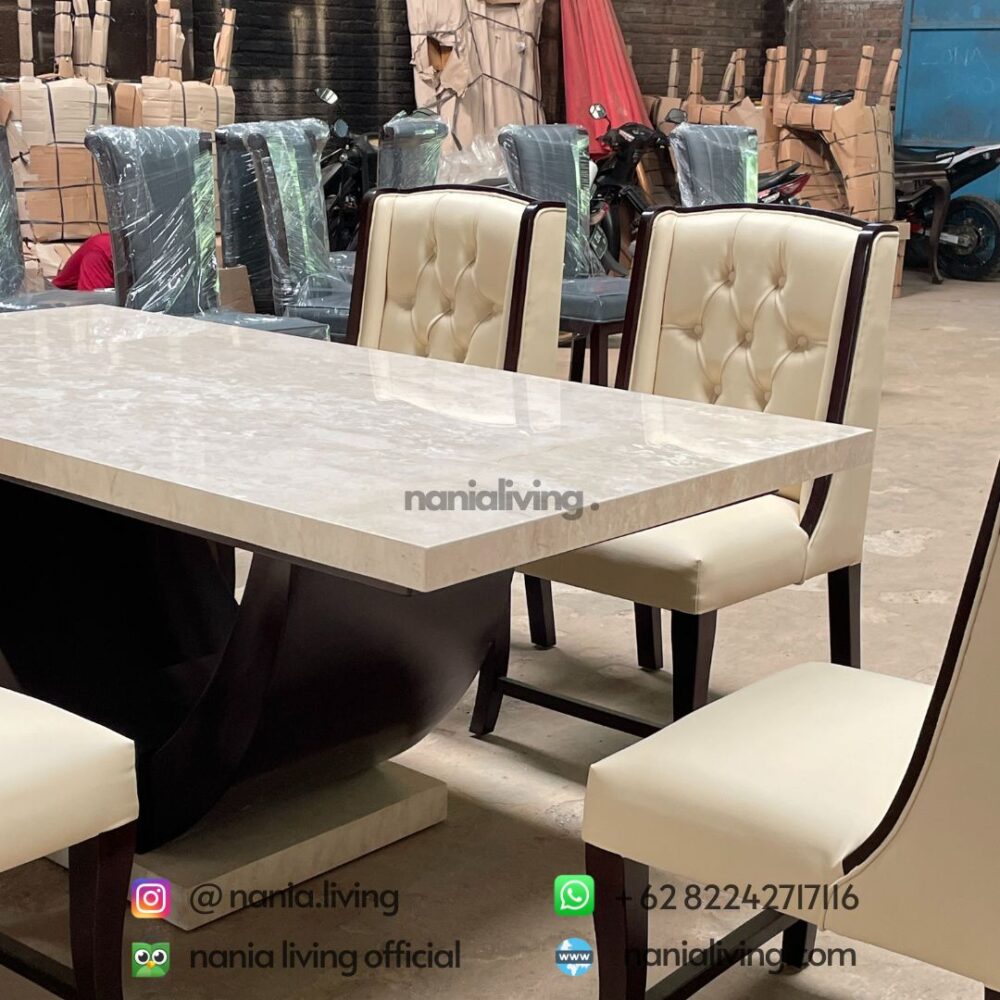 detail Elegant Luxurious Marble Dining Table Set