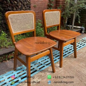 Teak Rattan Combination Cafe Ropan Chair