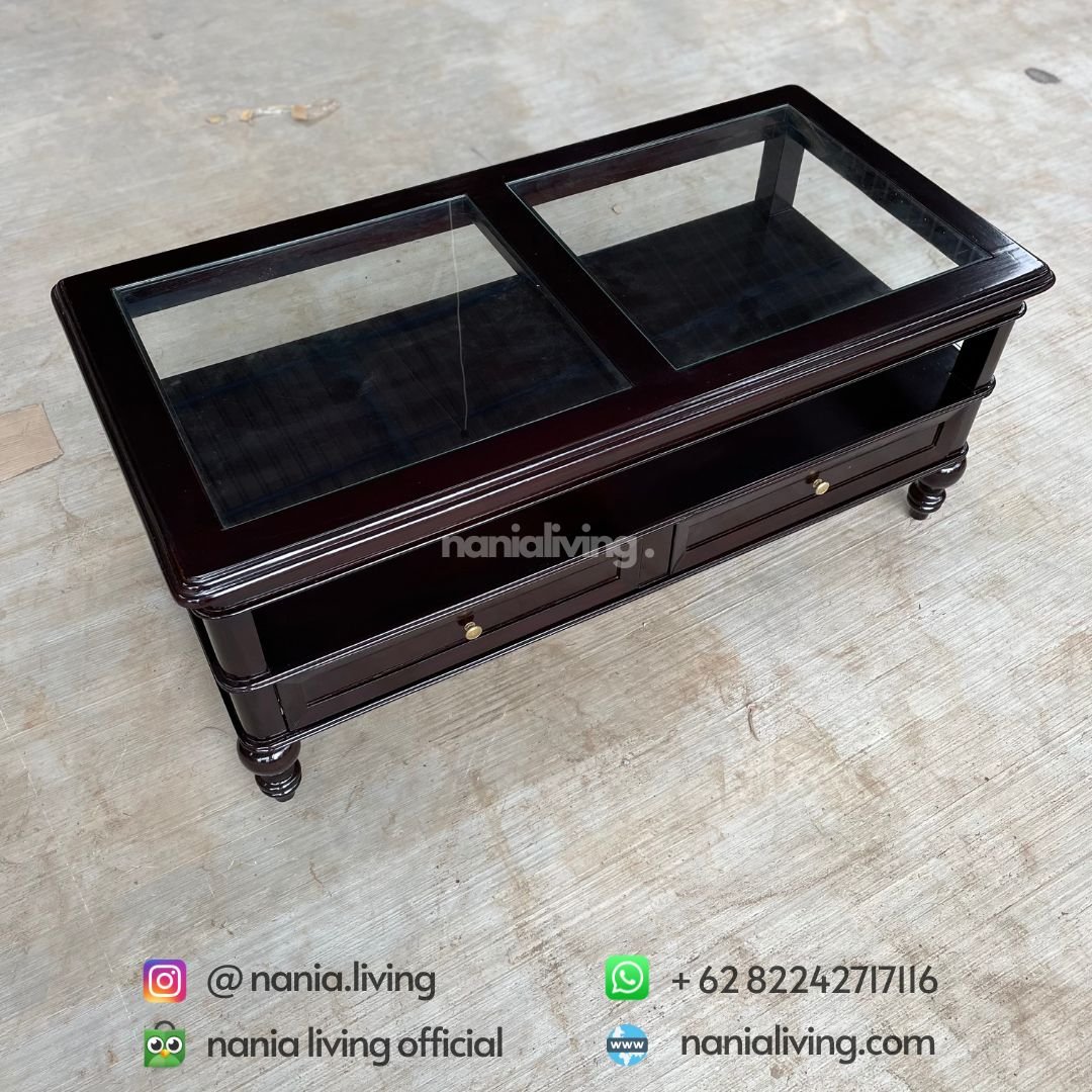 top Glass Top Teak Living Table
