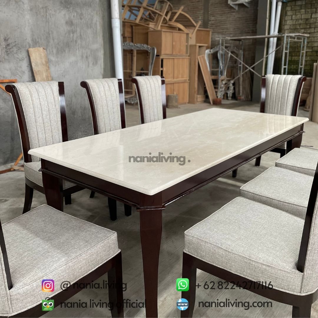 Minimalist Marble Dining Table Fabric Chairs 2 detail Minimalist Marble Dining Table Fabric Chairs