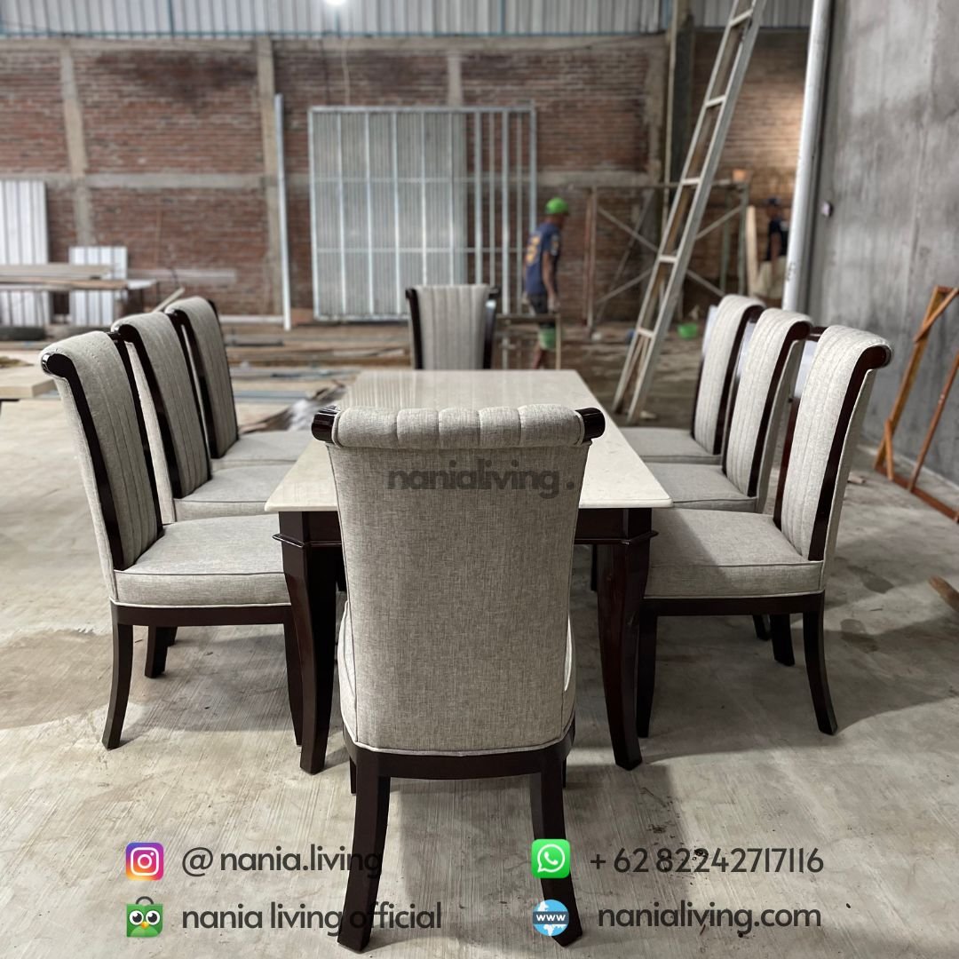 Minimalist Marble Dining Table Fabric Chairs 3 Minimalist Marble Dining Table Fabric Chairs