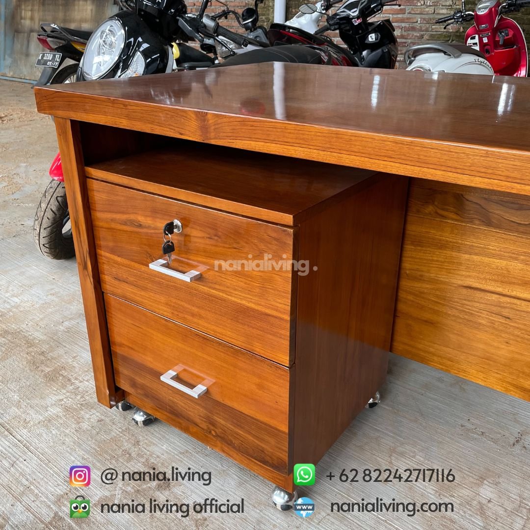 Modern L Shape Teak Worktop 3 drawer Modern L Shape Teak Worktop