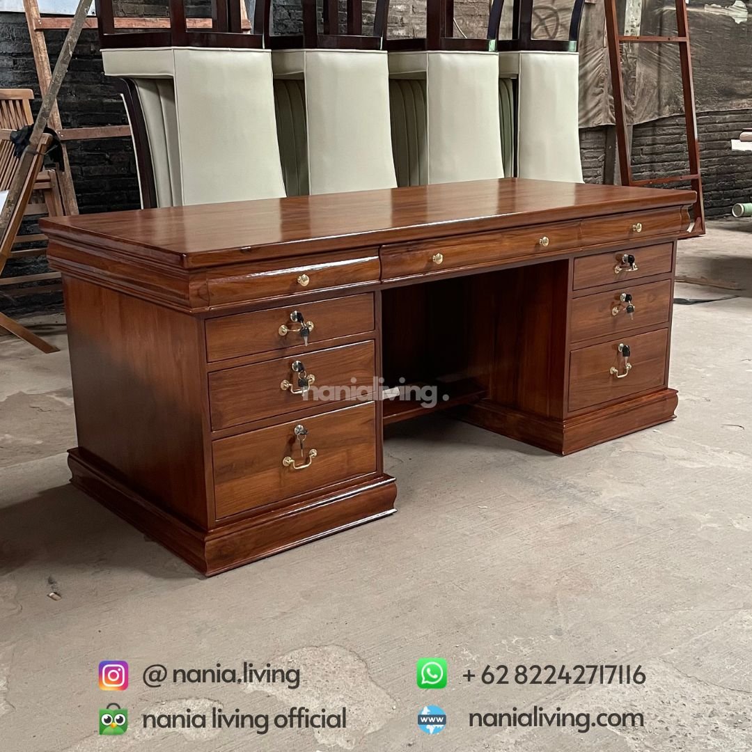Teak Office Desk Nine-drawer 4 cv nania bintang utama