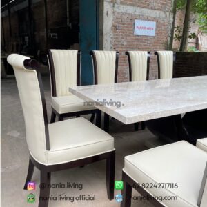 side Marble Dining Table With Ten Chairs