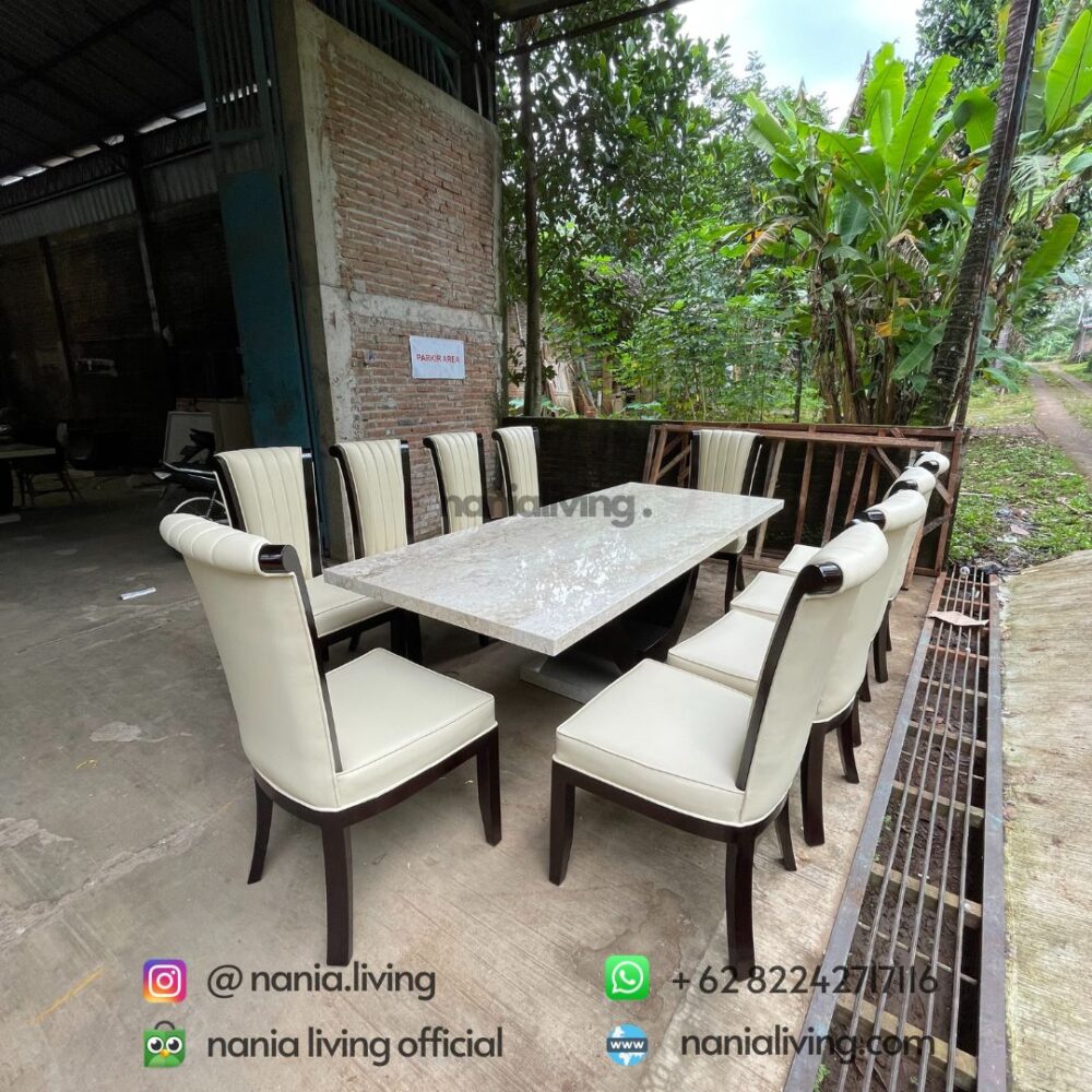 detail Marble Dining Table With Ten Chairs