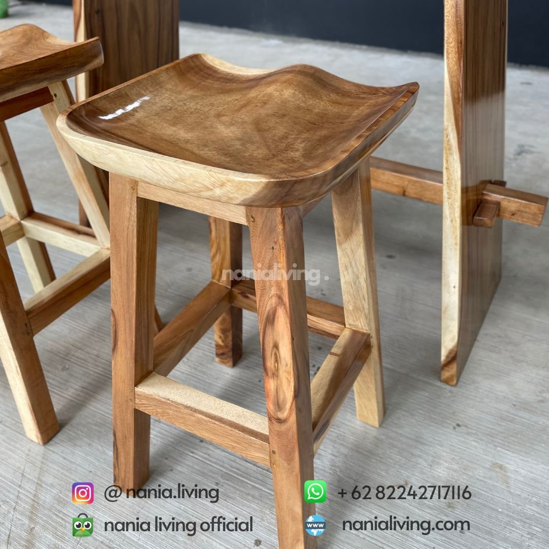 chair Trembesi Wood Solid Small Bar Table Set