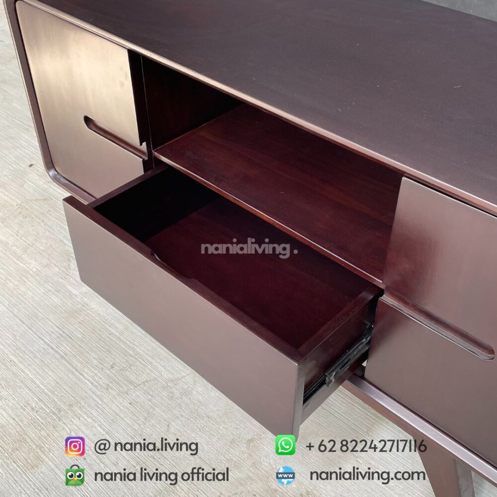 drawer Minimalist Teak Retro Petite Tv Table