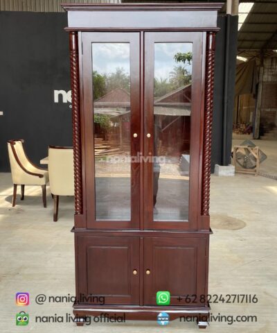 Threaded Teak Display Cabinet