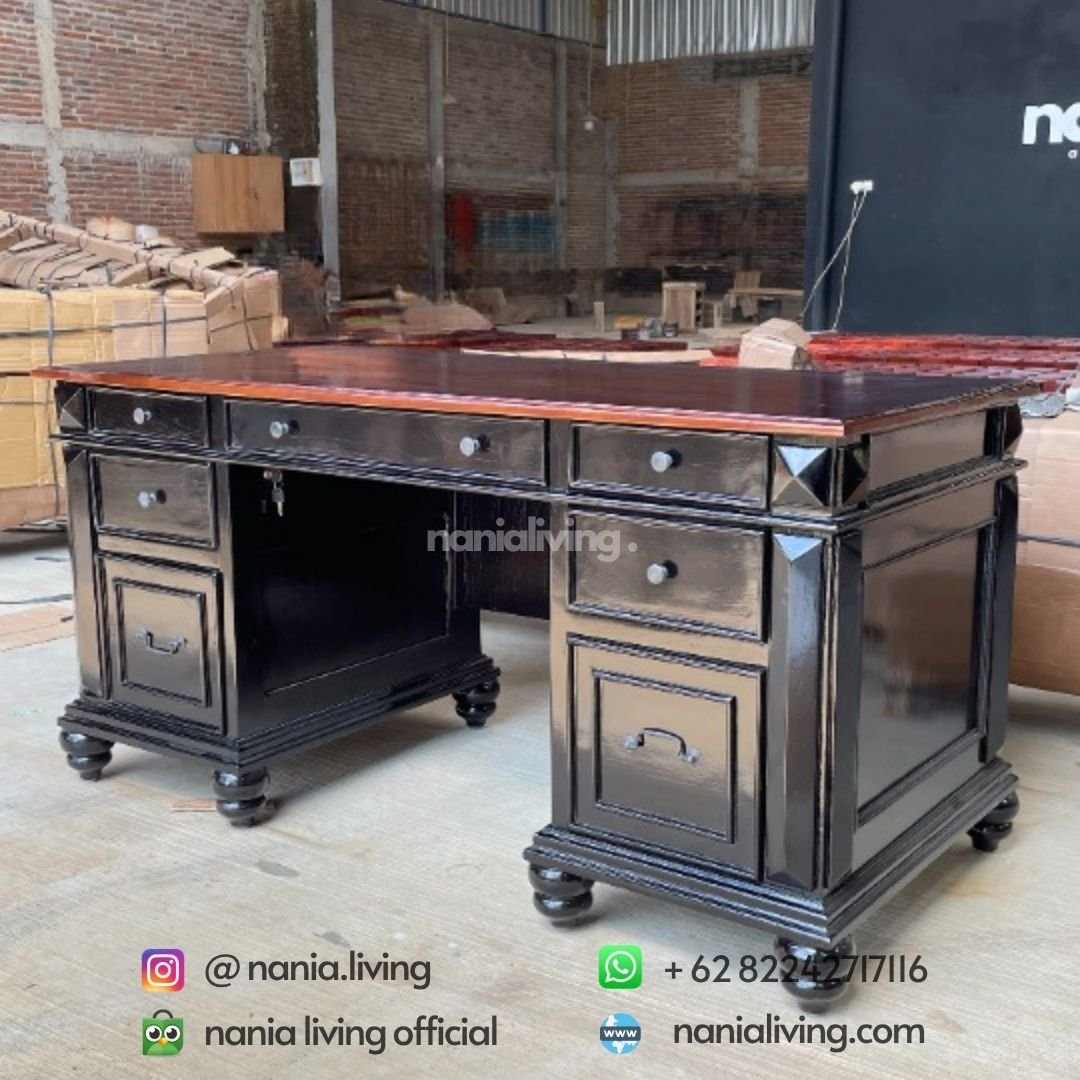 full teak director's office desk 1