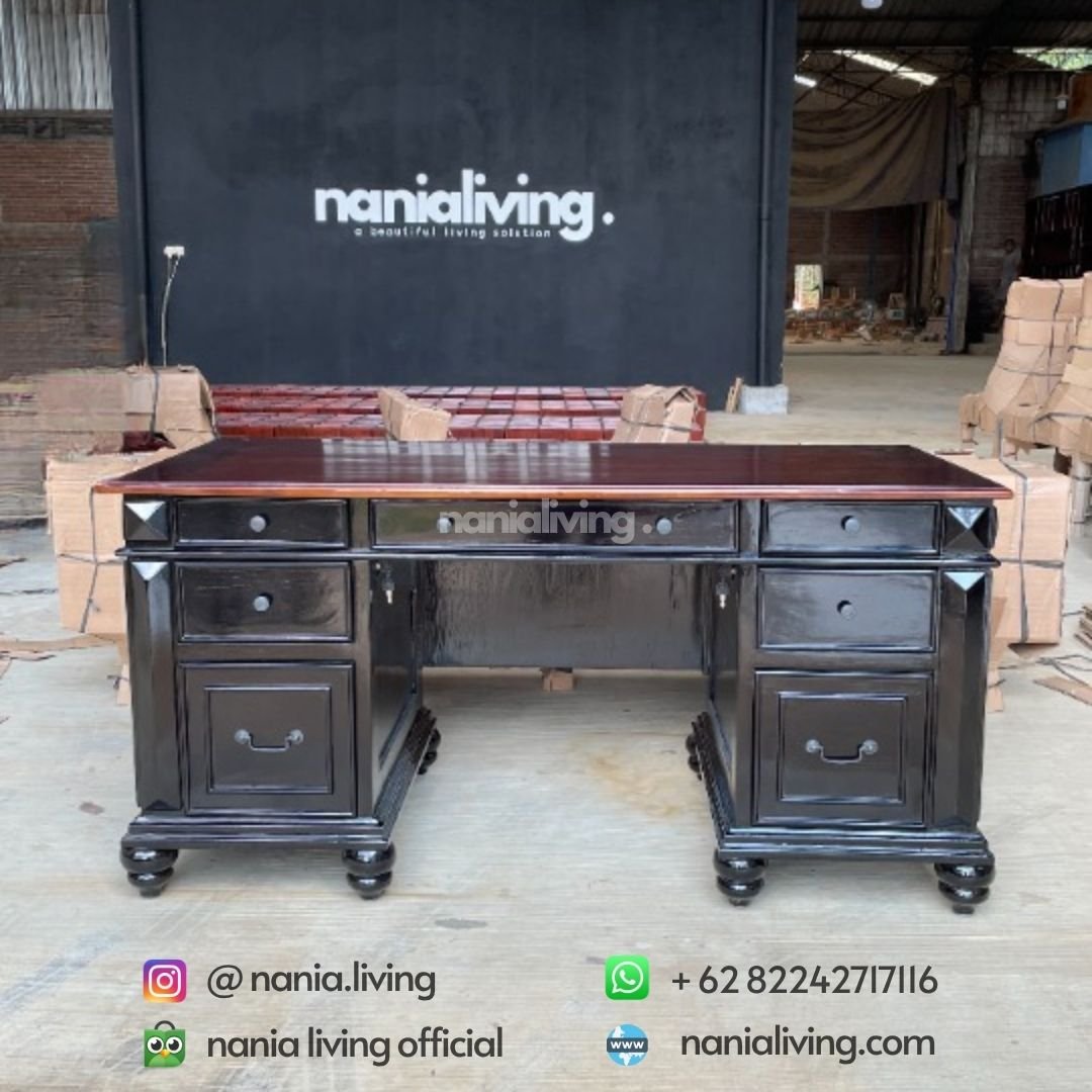 full teak director's office desk 2