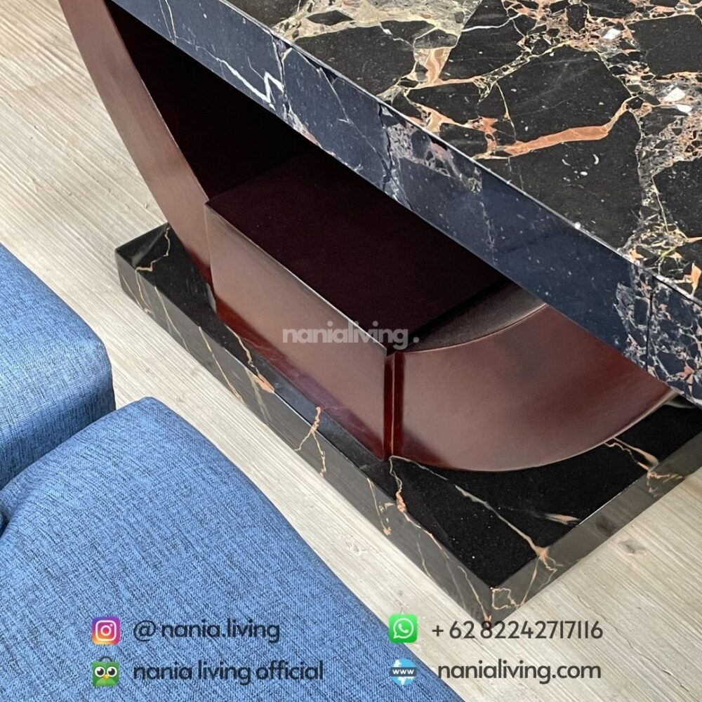 detail Eight-seater Portoro Marble Dining Table Set