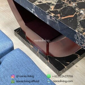 detail Eight-seater Portoro Marble Dining Table Set