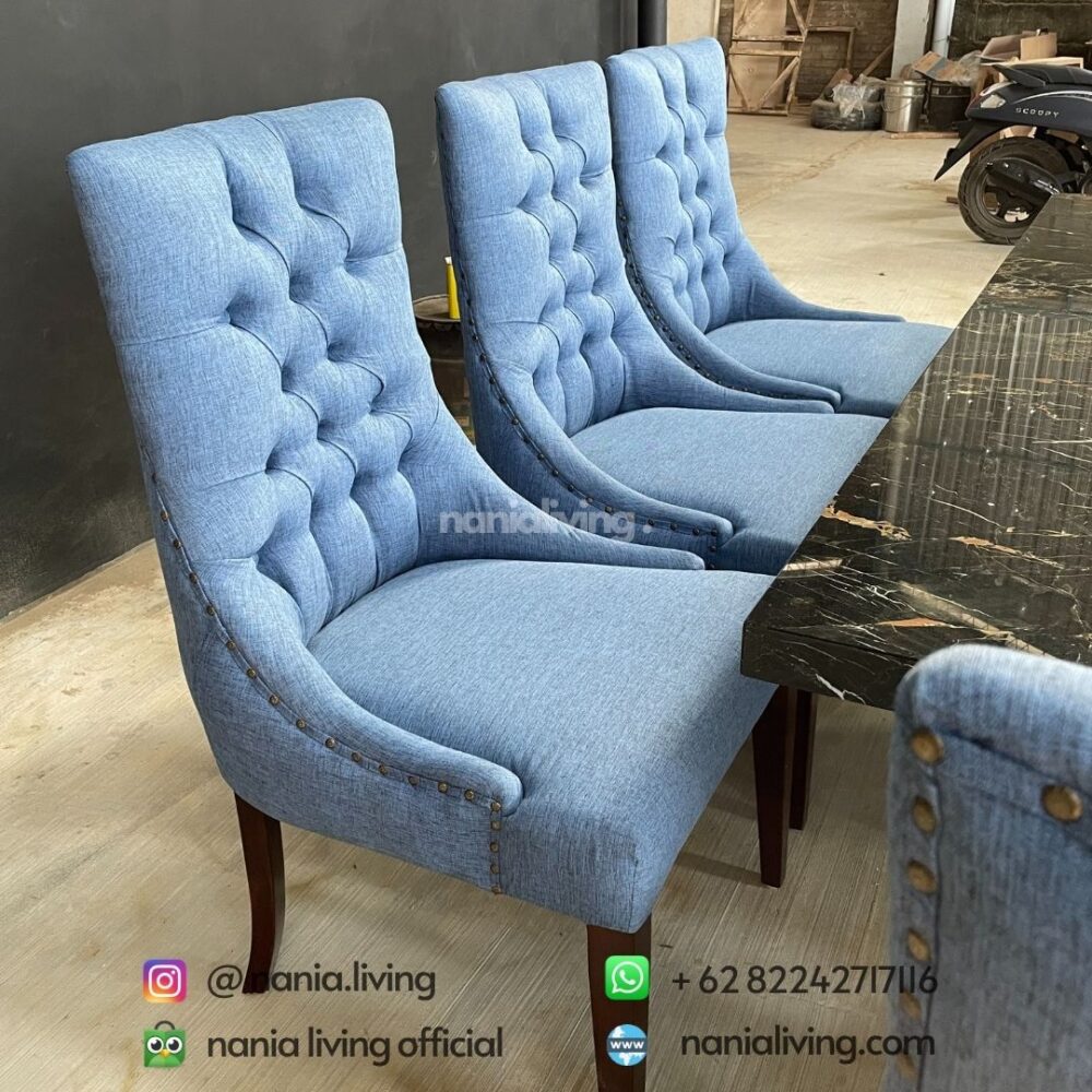 chair Eight-seater Portoro Marble Dining Table Set