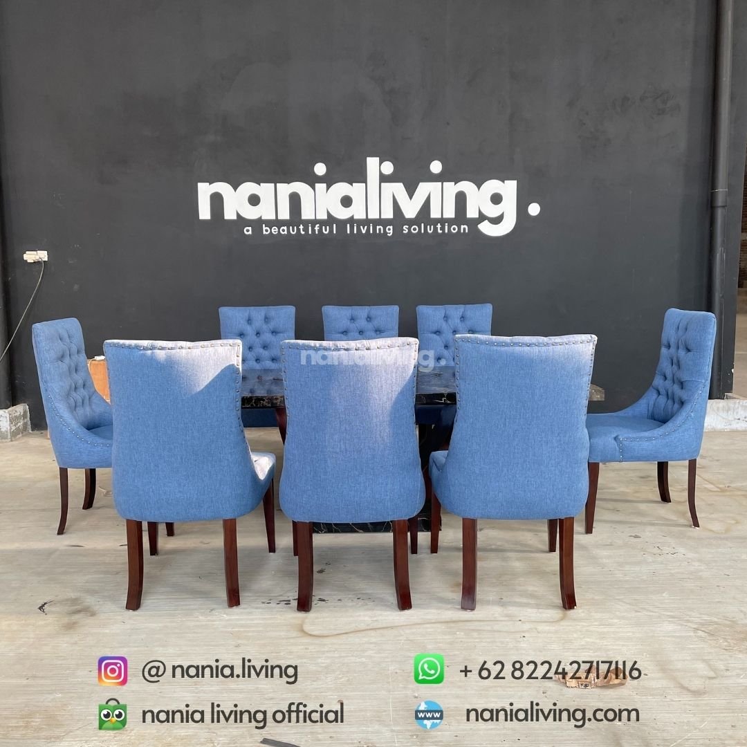 Eight-seater Portoro Marble Dining Table Set 7 cv nania bintang utama