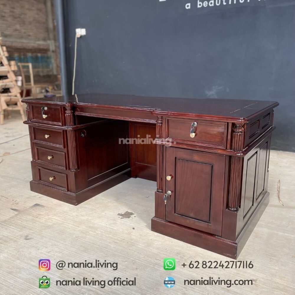 side Modern Director's Desk In Teak