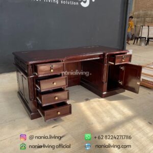 open drawer Modern Director's Desk In Teak
