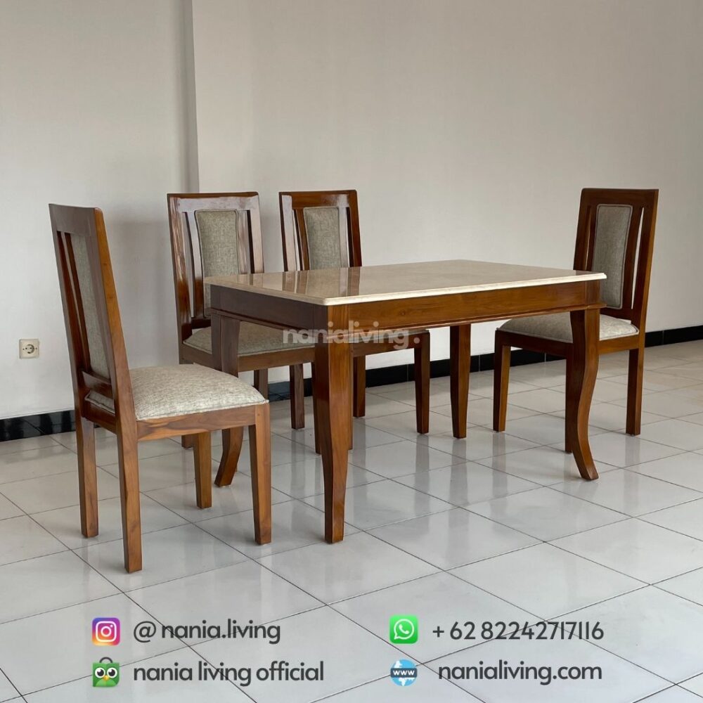 Simple 4-seater Minimalist Marble Dining Table
