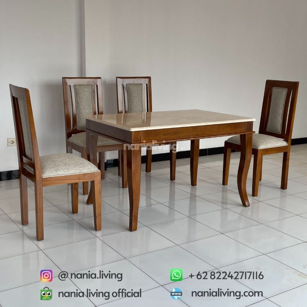 side Simple 4-seater Minimalist Marble Dining Table