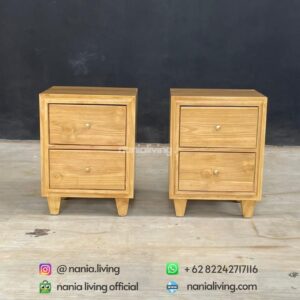 Natural Teak Storage Nightstand