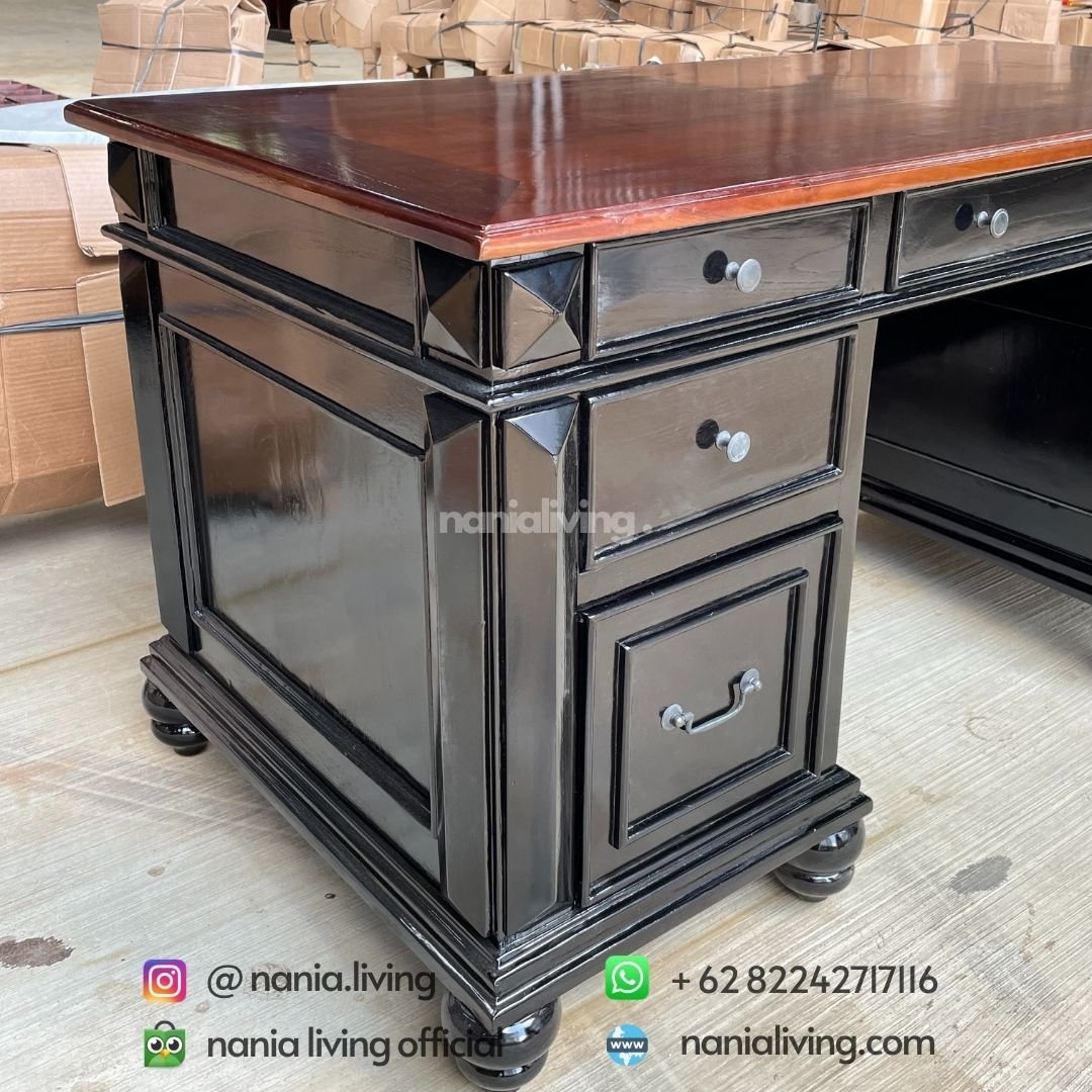 side Full Teak Director's Office Desk