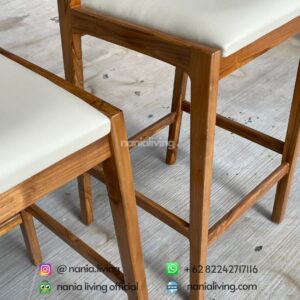 detail minimalist teak bar stool