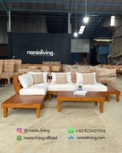 Minimalist Outdoor Teak Guest Sofa Set
