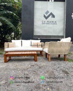 Outdoor Guest Sofa Set With Rope Straps