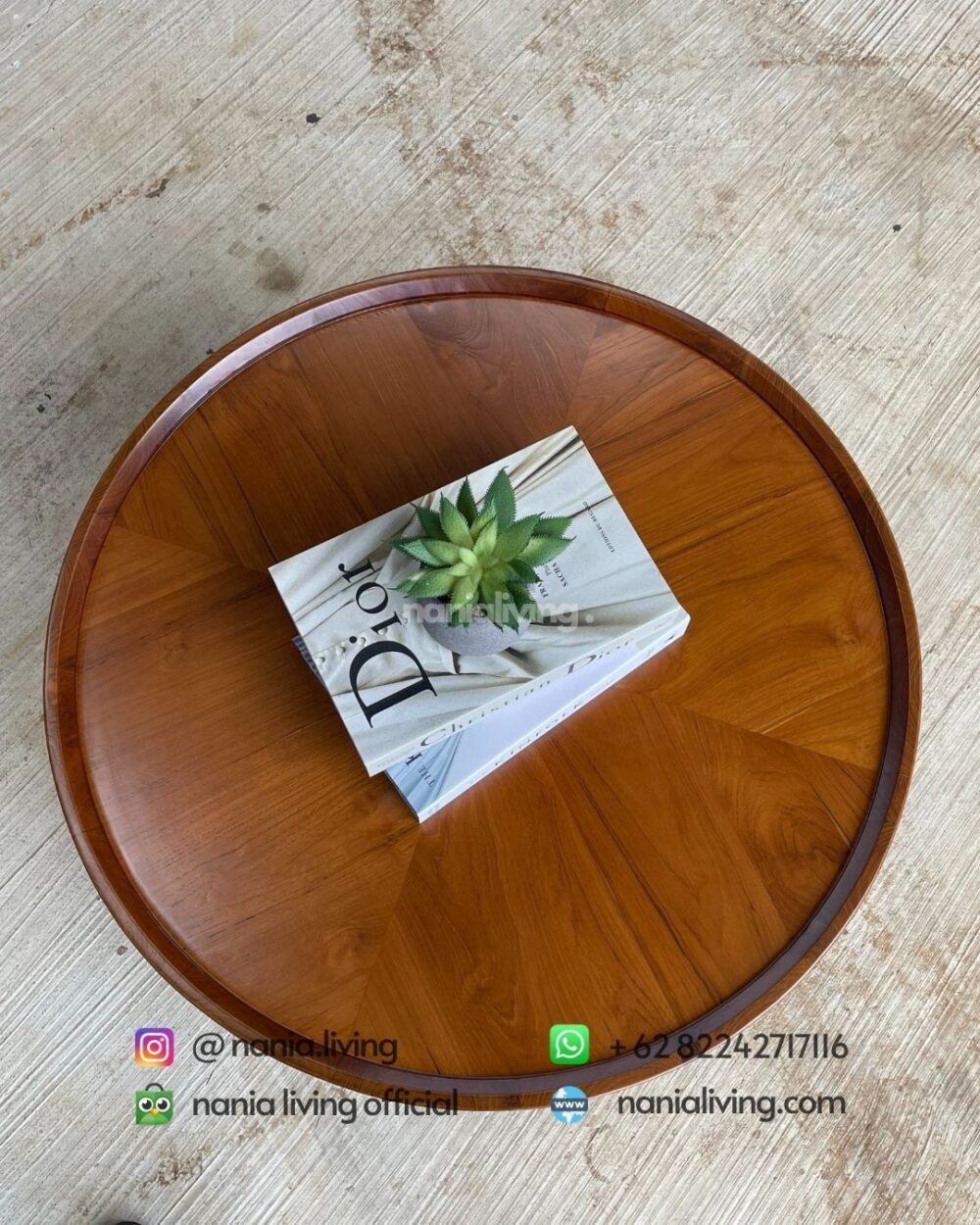 top Round Teak Guest Table With Two Drawers