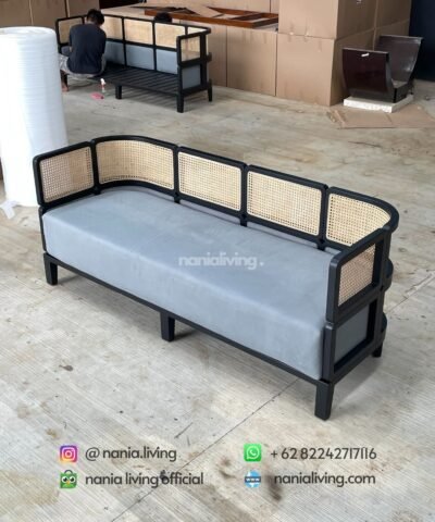 top 3-seater Guest Sofa With Natural Rattan Combination