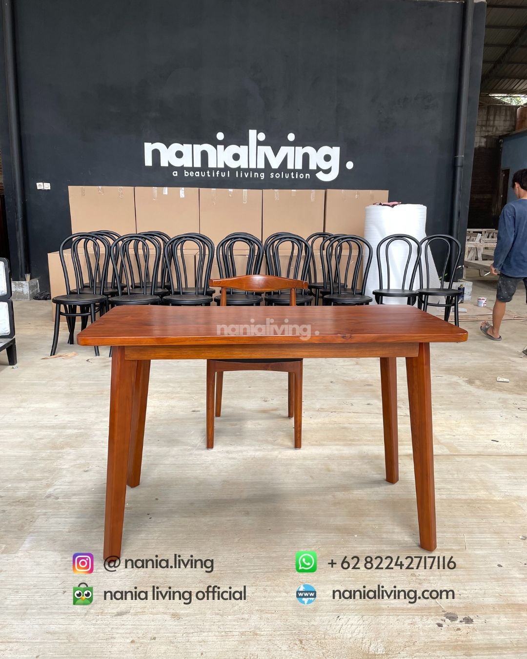 Study Table Set With Teak Chairs 8 cv nania bintang utama